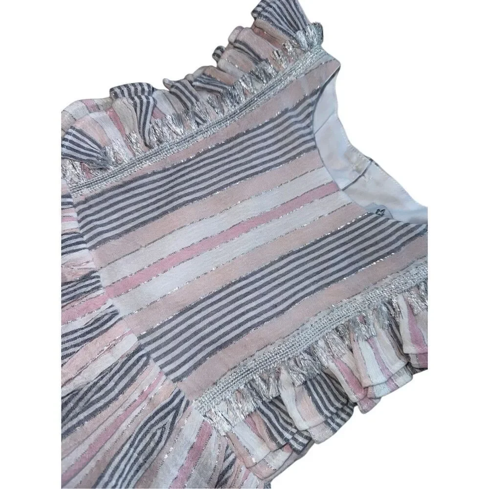Pippa & Julie Striped Ruffled Flutter Sleeve Seersucker Dress Size 2T